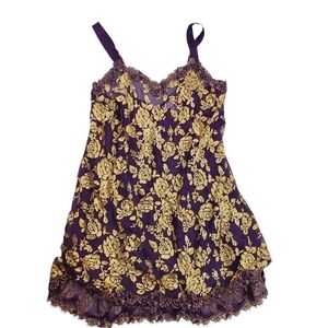 Cacique Purple Gold Floral Night Gown ruffle bottom Size 18/20 